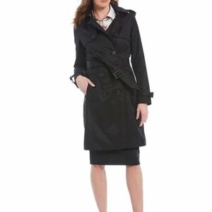 Antonio Melani Women's Double Breasted Belted Long Sleeve Black Maxi Trench XS
